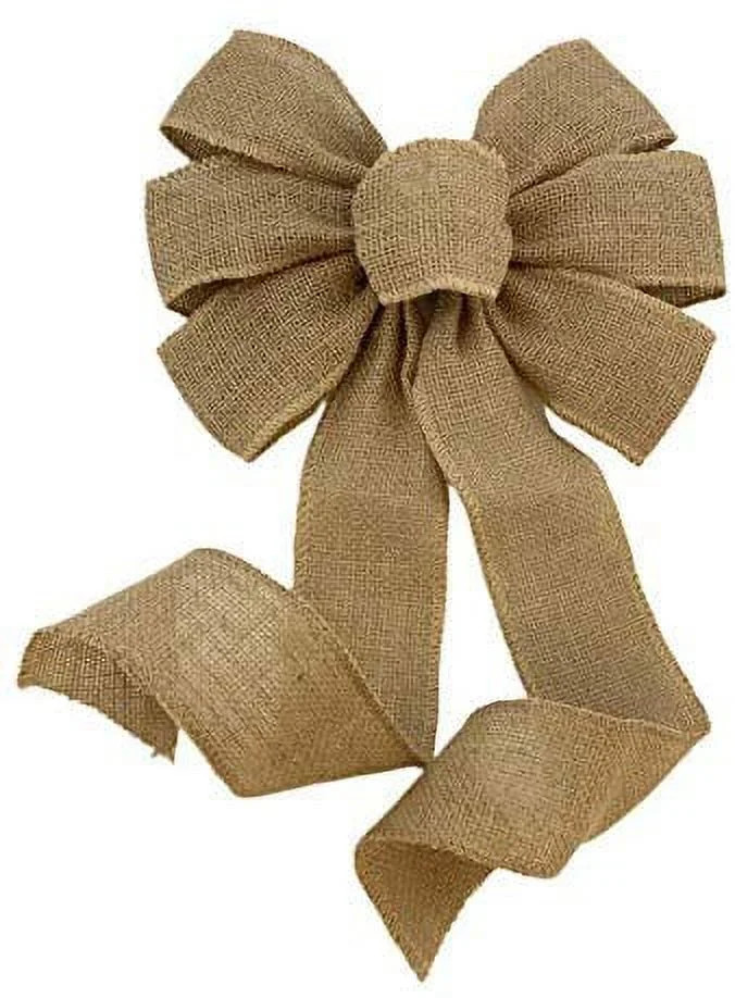 Natural Burlap Ribbon Wreath Bow - 10" Wide, 18" Long Tails, Christmas, Fall, Winter, Thanksgivin... | Walmart (US)