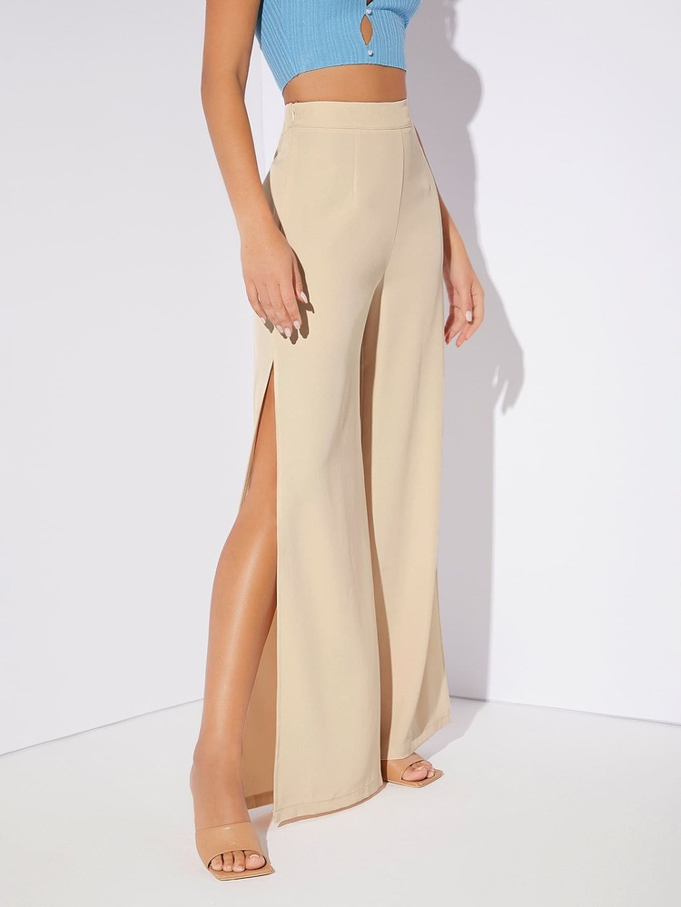 SHEIN Split Thigh Wide Leg Pants | SHEIN