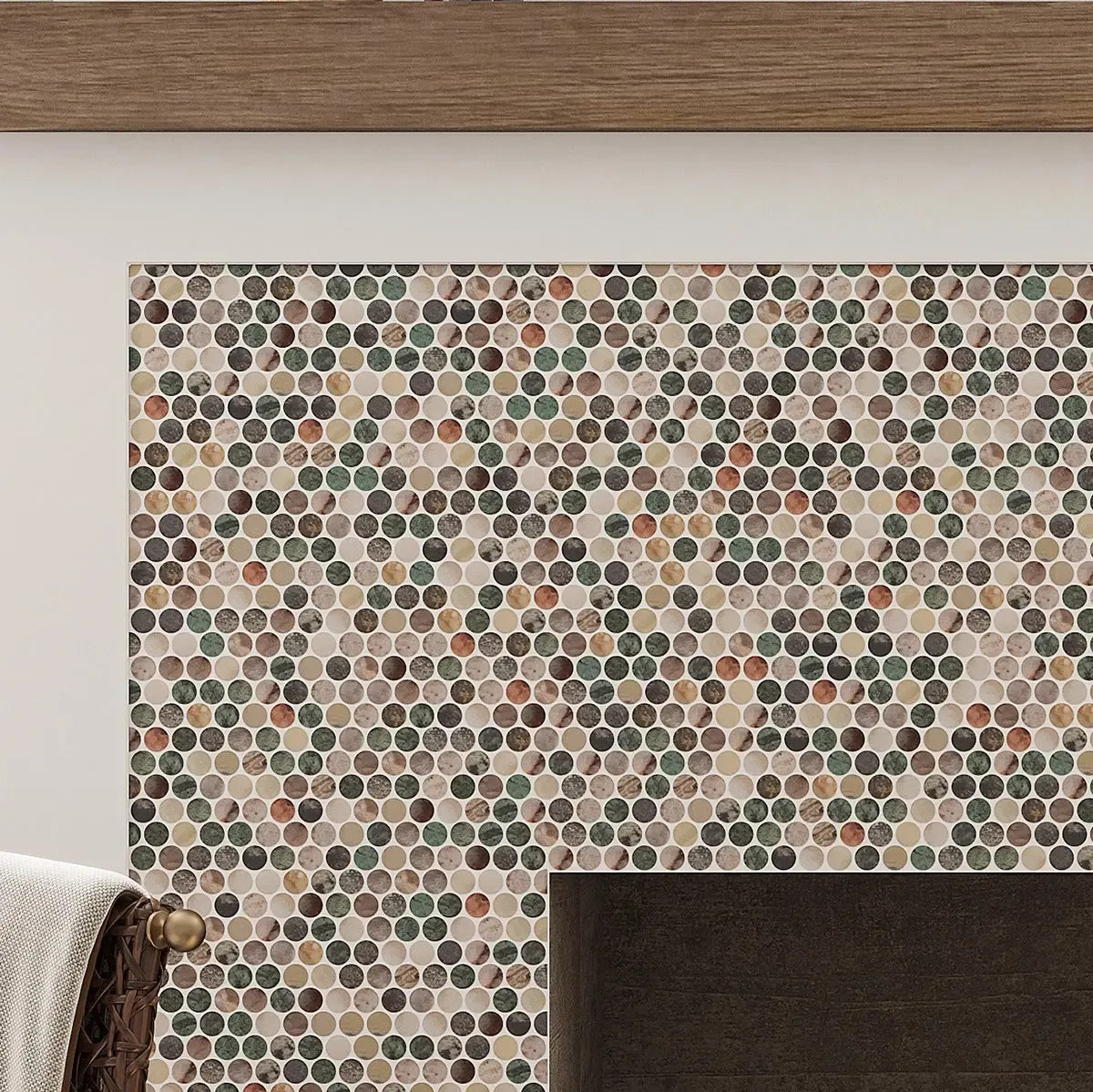 Sagrada Recycled Glass Multicolor Penny Round Tile | Tile Club | Tile Club