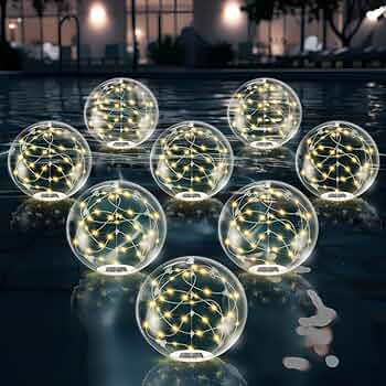Floating Pool Lights Solar Powered,14 Inch 3000K Warm White Inflatable Glow in The Dark Balls,IP6... | Amazon (US)