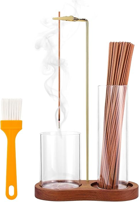 2 in 1 Incense Holder for Sticks with Glass Ash Catcher, Upside Down Anti-Ash Incense Stick Burne... | Amazon (US)
