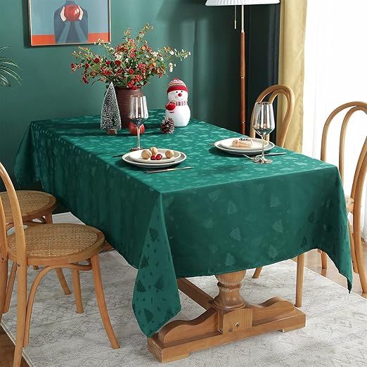 Christmas Tablecloth Rectangle, Jacquard Table Cloth Spillproof and Wrinkle Resistant with Christ... | Amazon (US)