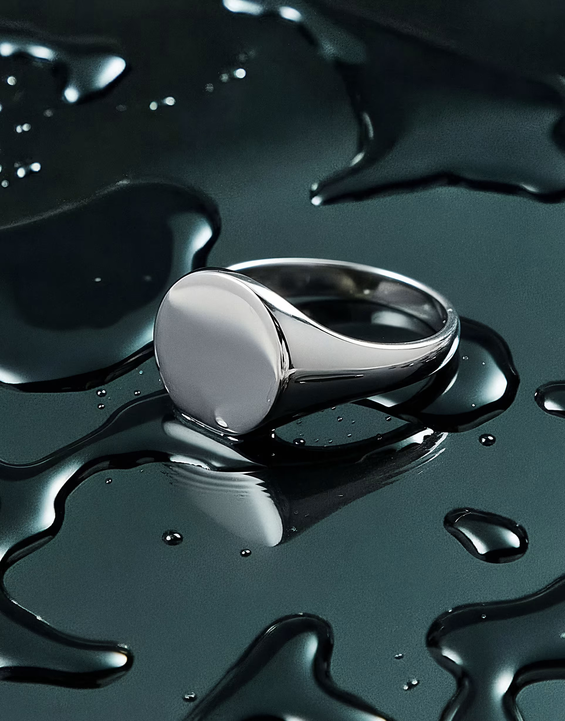 ASOS DESIGN waterproof stainless steel signet ring in silver tone | ASOS (Global)