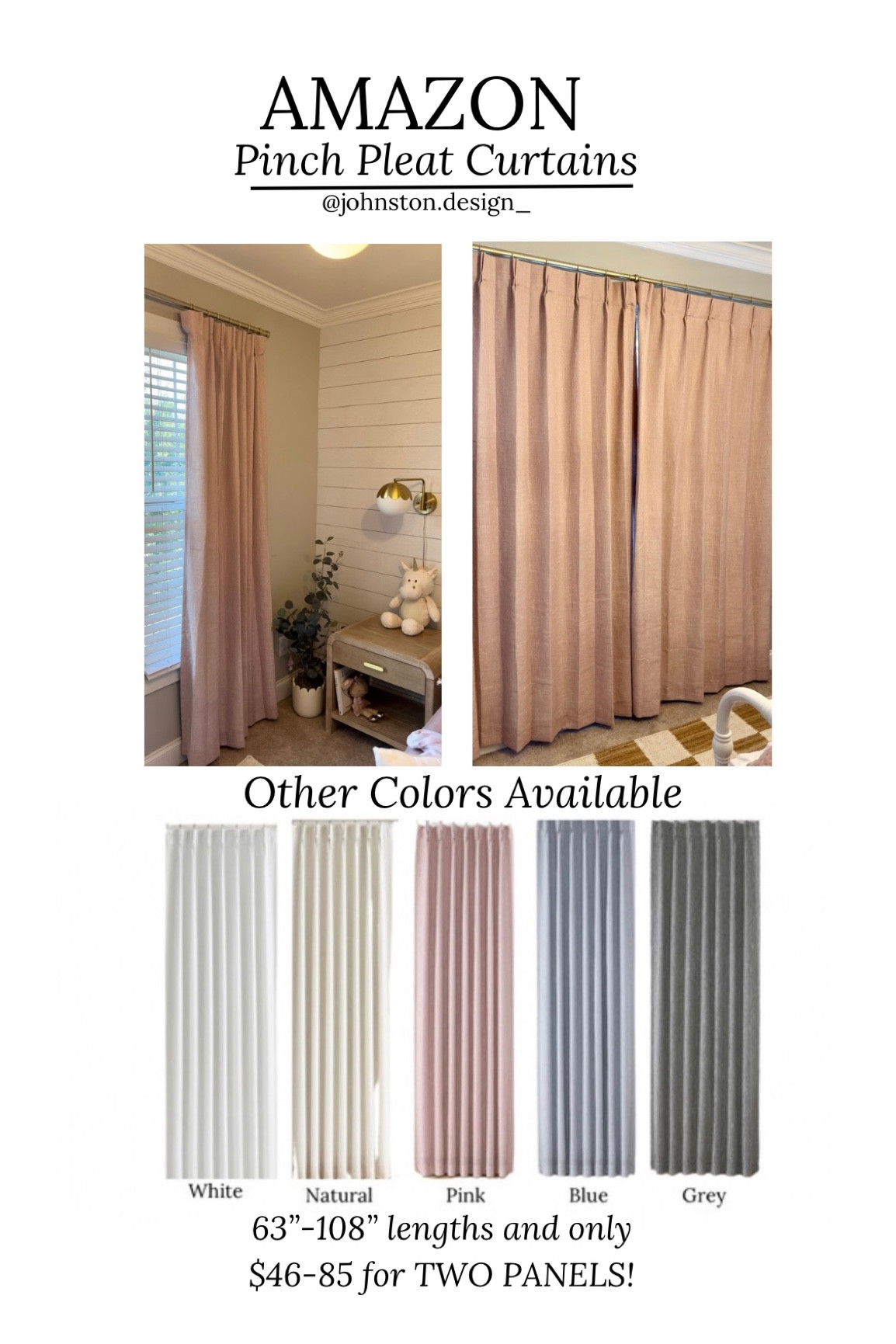 These curtains are a HIDDEN GEM you guys.  The quality of these is amazing and the price is unbeatable (price is for two panels!!)

I have custom curtains in my home and the fabric on these are very comparable (linen looking blend) and they are blackout!! 

Downside is, they only come in widths of 40”, but if you purchase two sets, you can put two on each side to creat 80w and a more full look still at a fraction of a the price you would pay for custom blinds!

Linking my rods and rings too! 🫶🏻

#LTKxPrime #LTKsalealert #LTKhome