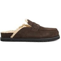 Dune London Goldy Faux Shearling Lined Backless Suede Loafers - Brown | Very (UK)