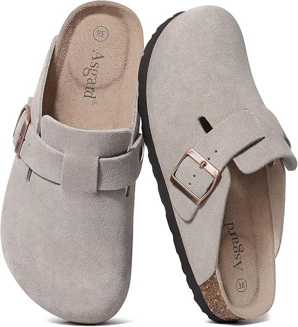 Asgard Women's Suede Clogs Leather Mules Arch Support Potato Shoes with Comfort Cork Footbed | Amazon (US)
