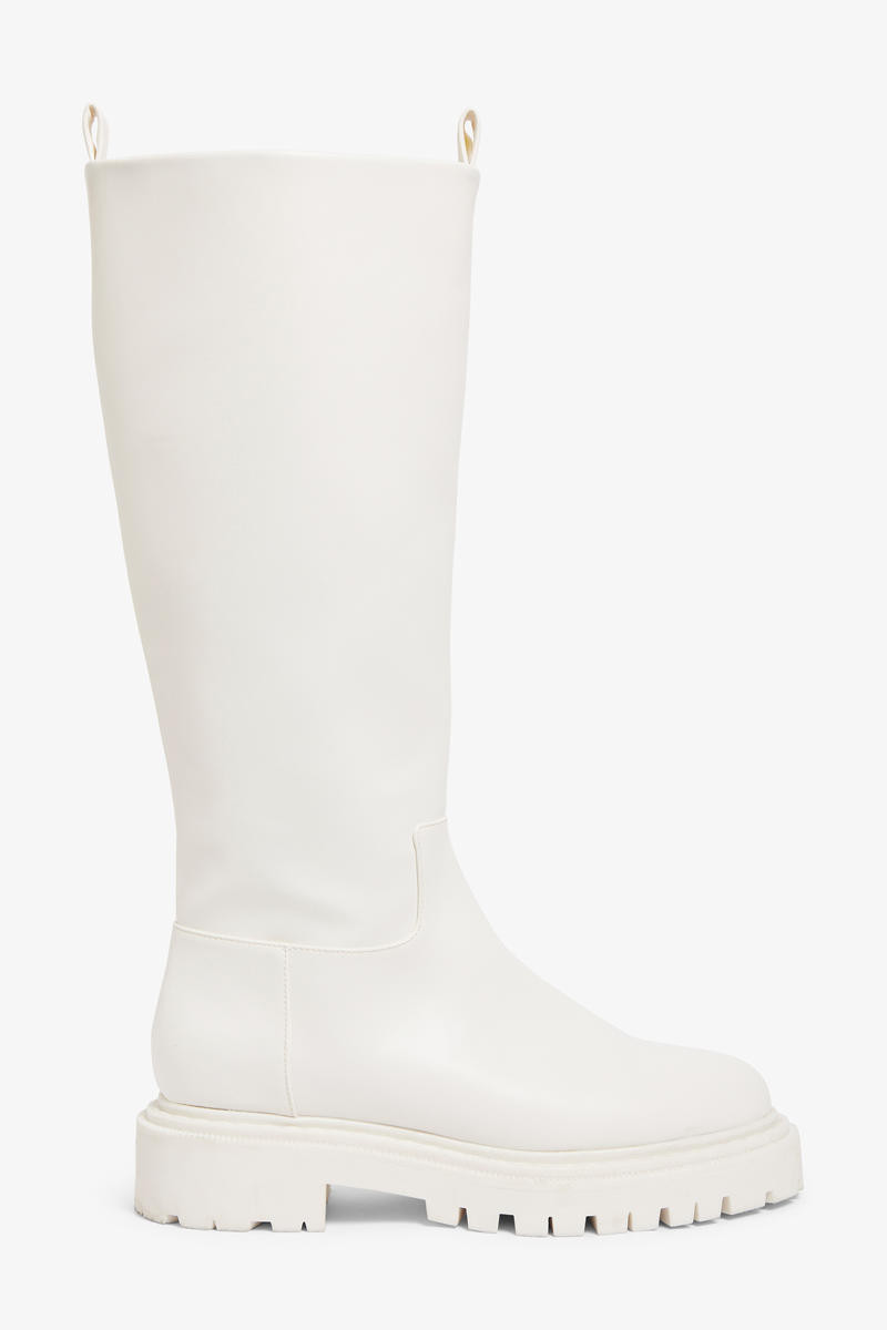 Kniehohe Stiefel Aus Lederimitat - Weiß | Monki (DE)