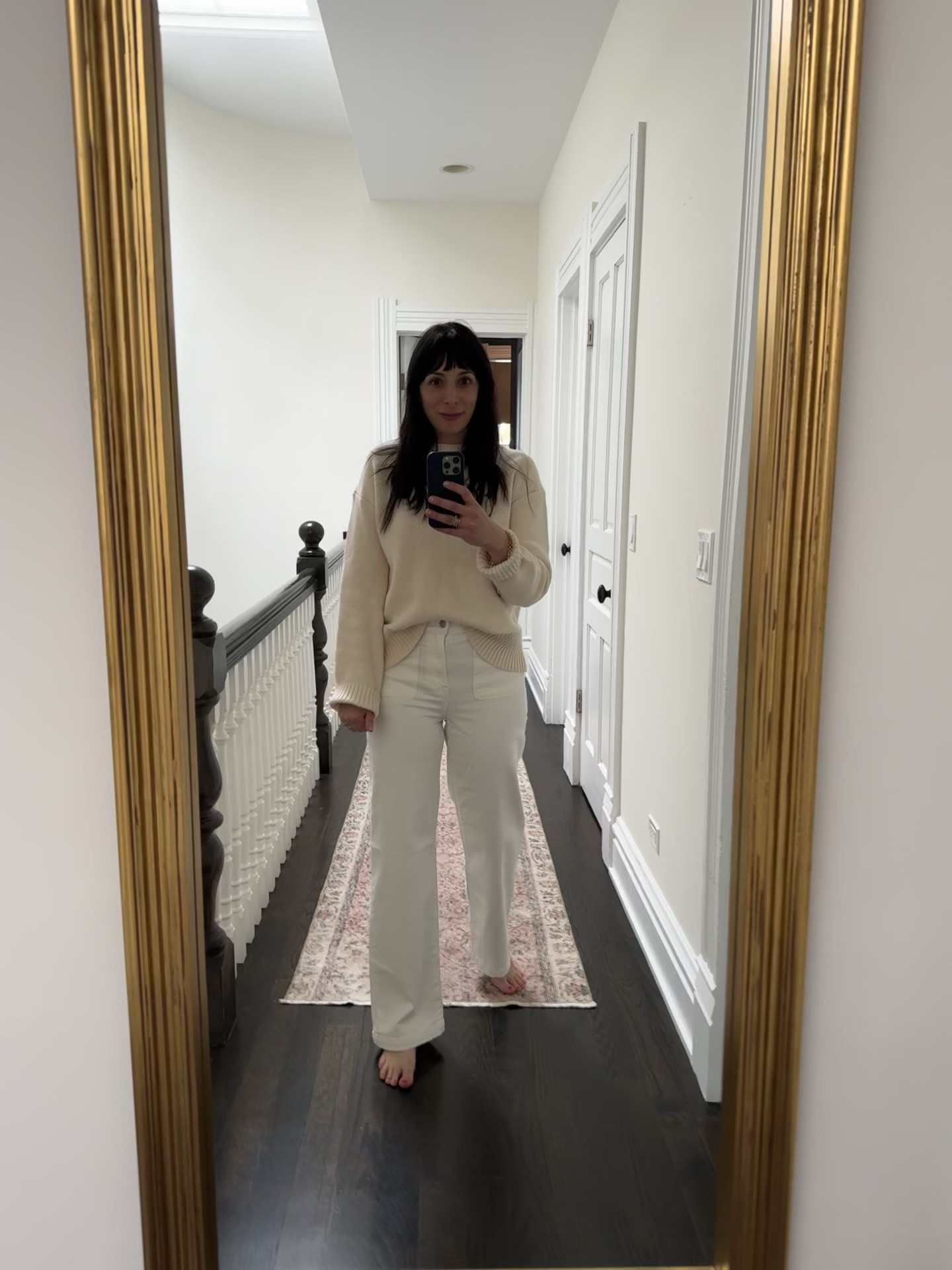 Monochromatic cream look for spring. Wearing an everlane sweater and Madewell jeans. All Sisley makeup 💄 

#LTKSeasonal #LTKVideo #LTKover40