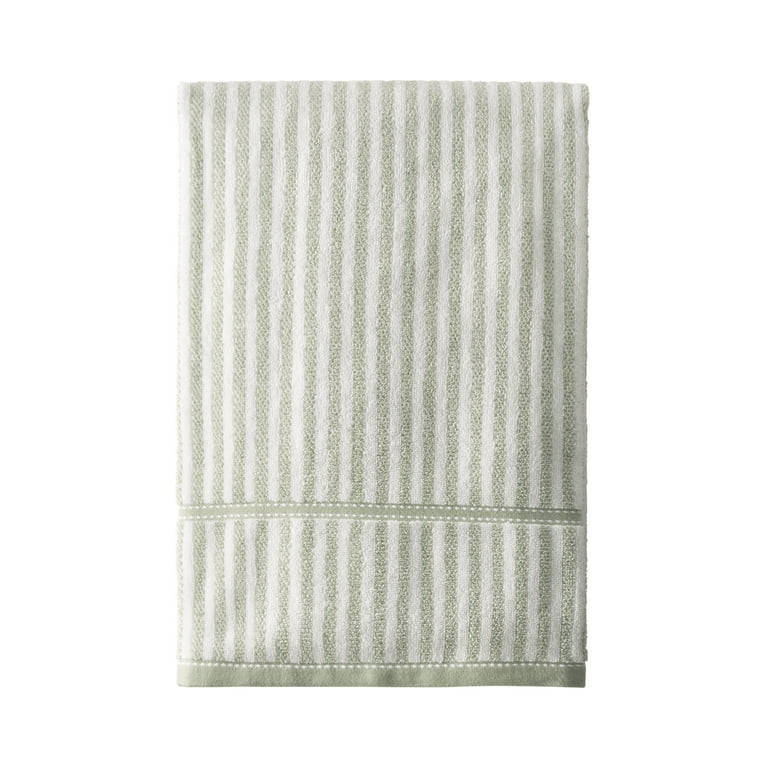 Beautiful Stripe Bath Towel, 56" x 30", Sage Green by Drew Barrymore | Walmart (US)