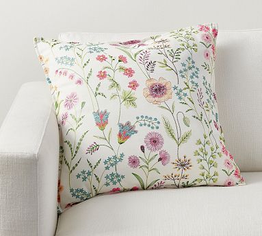 Spring Floral Embroidered Pillow Cover | Pottery Barn (US)
