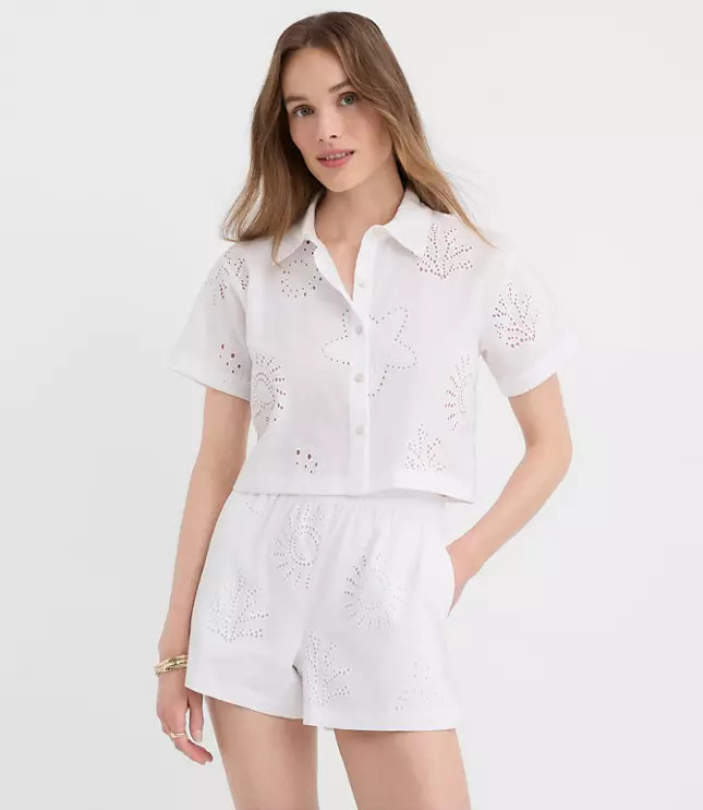 LOFT Beach Sea Eyelet Shirt | LOFT