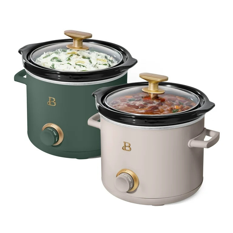 Beautiful 2 Qt Manual Slow Cooker, 2-Pack, Thyme Green + Porcini Taupe by Drew Barrymore - Walmar... | Walmart (US)