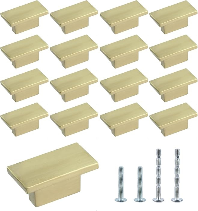 Mcredy Cabinet Knobs 16 Pcs Brushed Gold Rectangle Dresser Handles with Screws Zinc Alloy Knobs f... | Amazon (US)