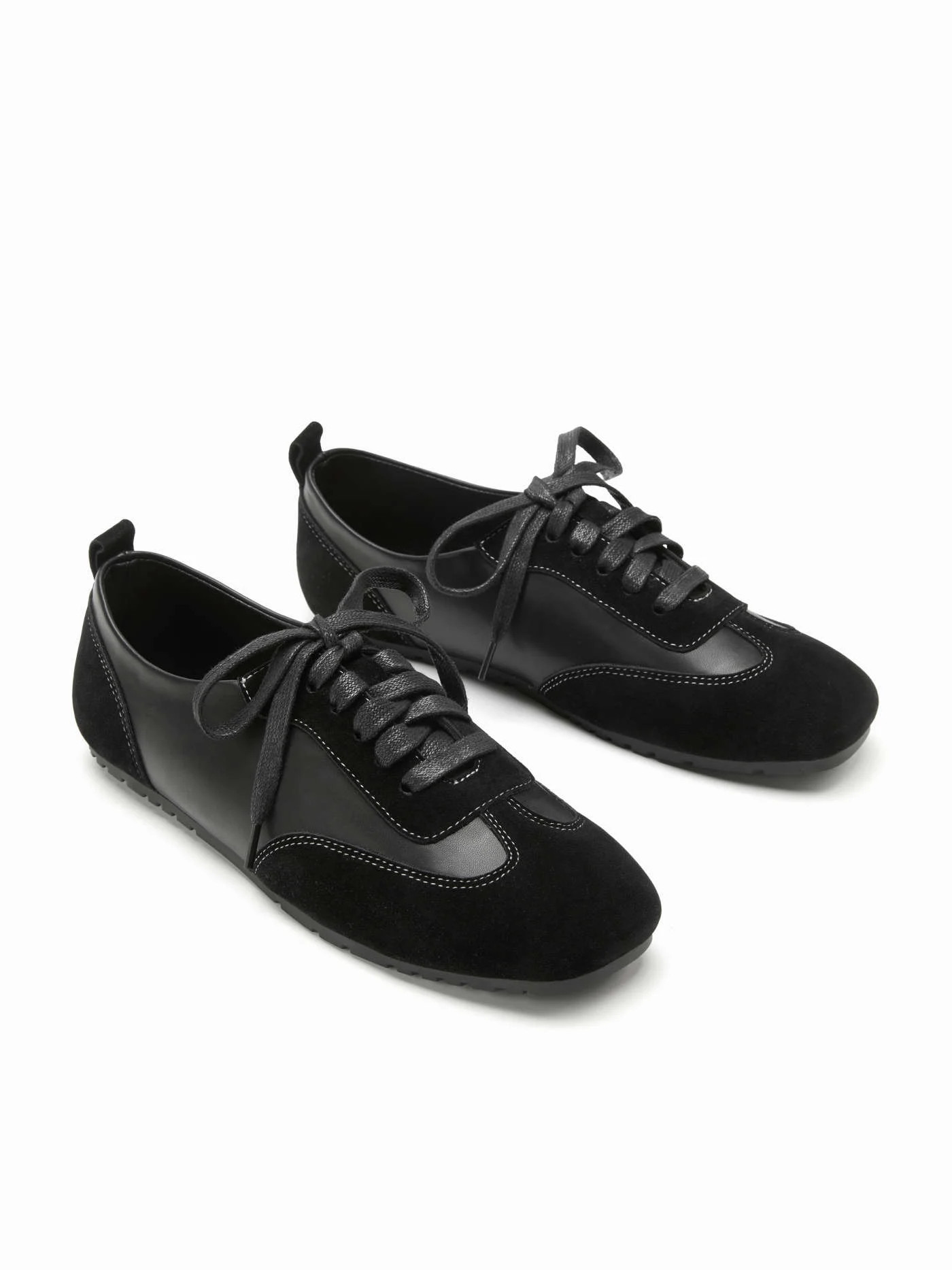 LACE-UP FAUX SUEDE & FAUX LEATHER SNEAKERS For School Daily Casual Date Outdoor | Cider