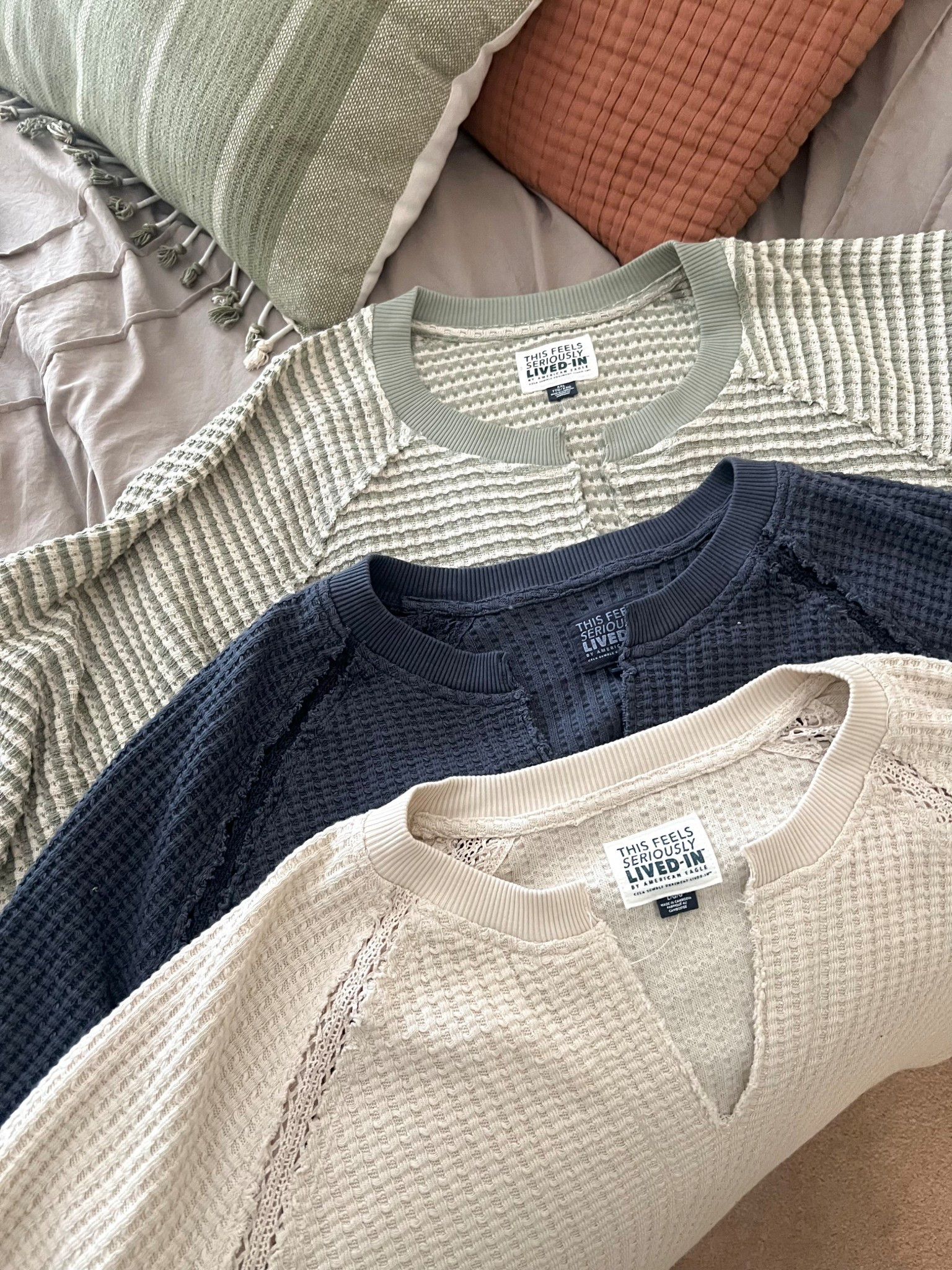 American Eagle big hug waffle pullovers🫶 lived in comfort 👏 #americaneagle #springbasics 

#LTKFindsUnder50 #LTKPlusSize