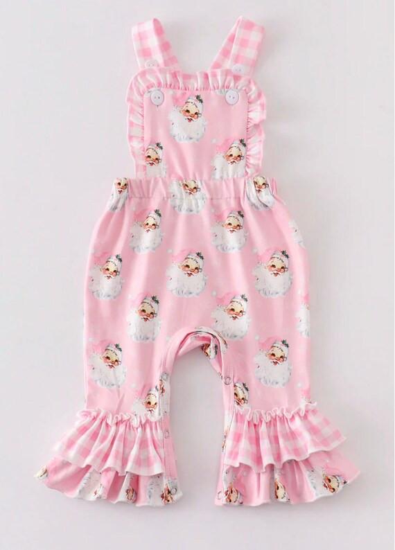 Darling Pink Santa Ruffled Romper Perfect for Layering  - Etsy | Etsy (US)