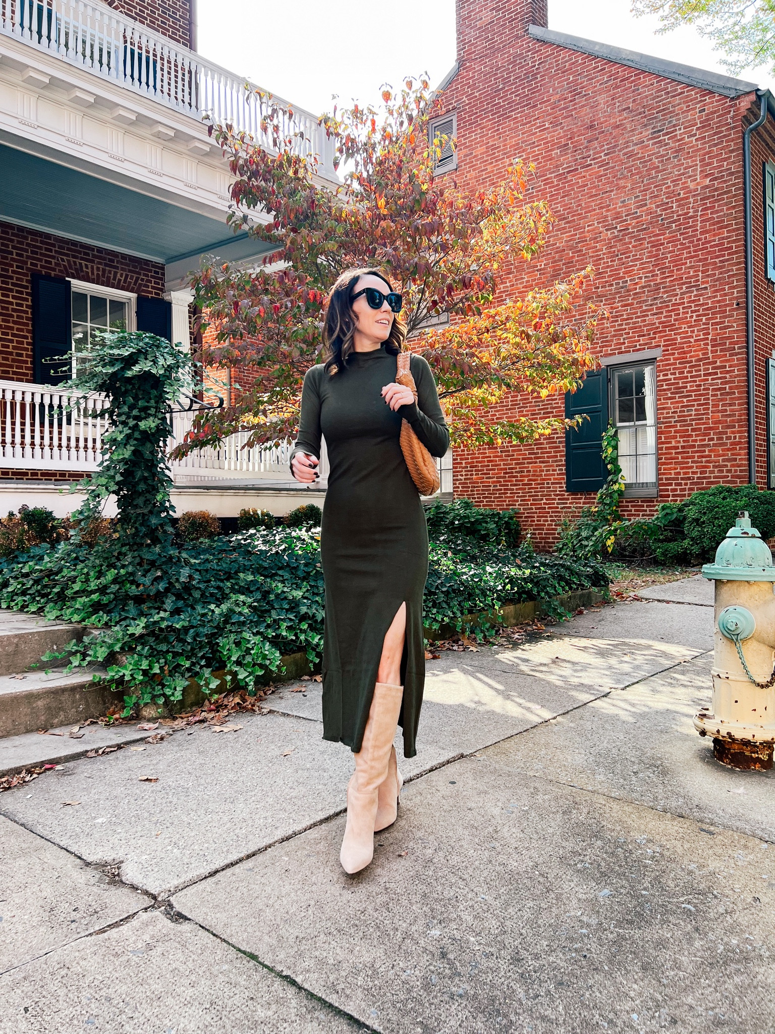 Fall outfits, midi sweater dress, neutral boots 

#LTKstyletip #LTKSeasonal #LTKover40
