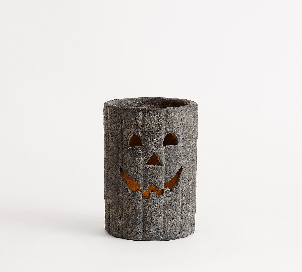 Terracotta Jack O'Lantern Hurricane Candle Holder | Pottery Barn (US)