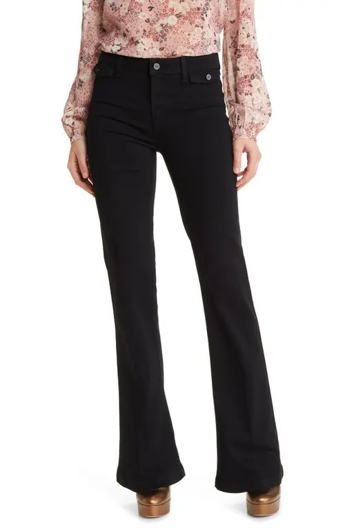 PAIGE Genevieve High Waist Flare Jeans in Black Shadow at Nordstrom, Size 31 | Nordstrom