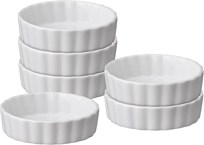 HIC Kitchen Round Quiche Dish Set, Fine White Porcelain, Set of 6 | Amazon (US)