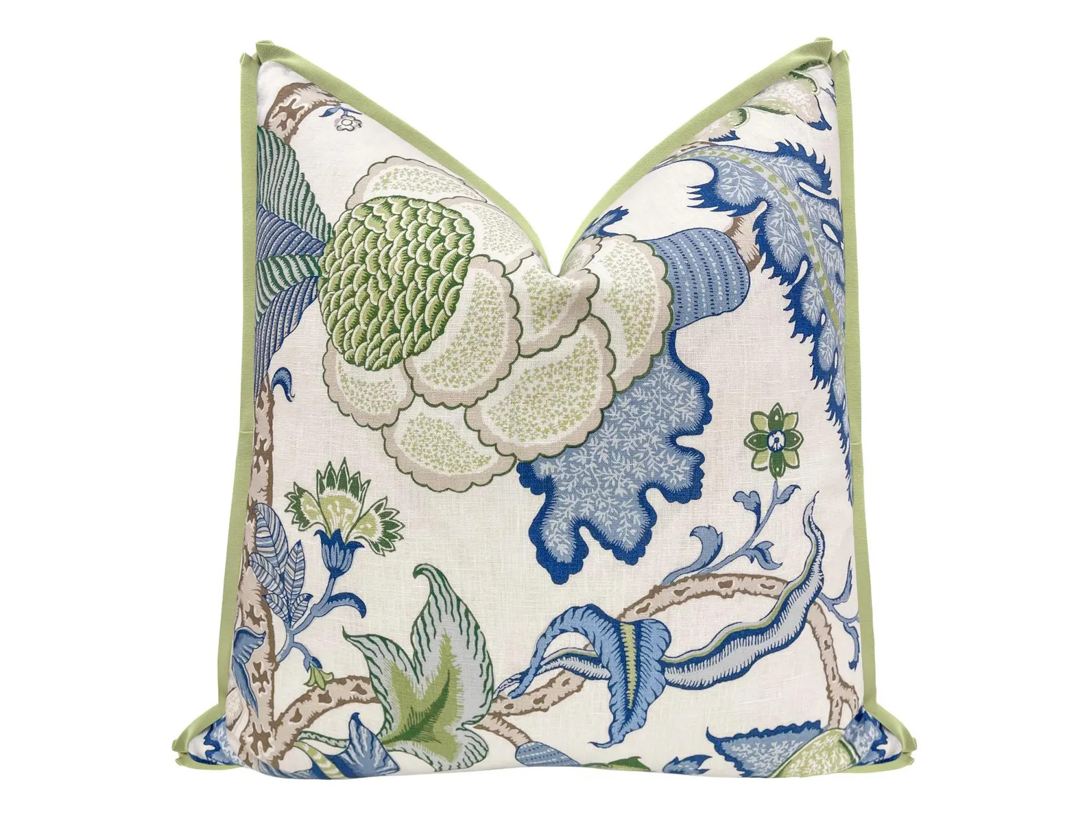 Schumacher Arborvitae // Viridian + Blue  with Butterfly Flange pillow | designer fabric | botani... | Etsy (Global)