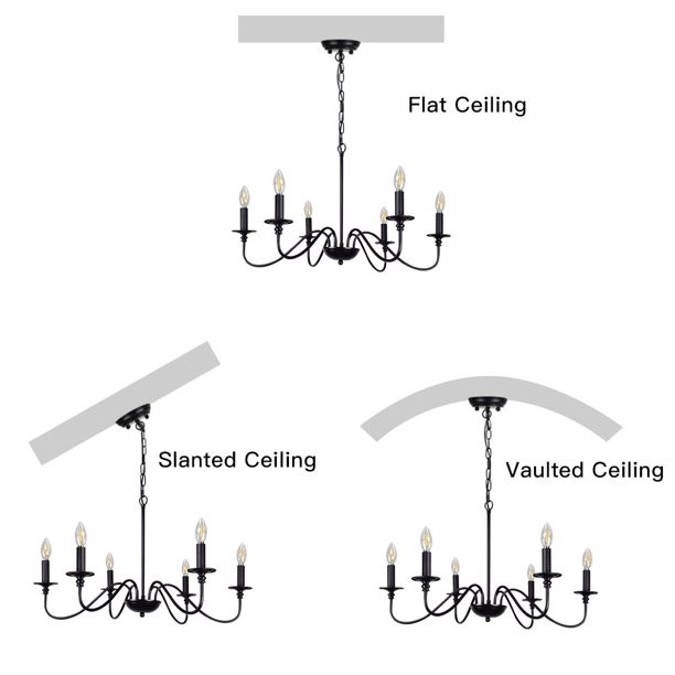 DingLiLighting 6-Light Farmhouse Chandelier, Industrial Iron Chandelier Lighting, Classic Candle ... | Walmart (US)