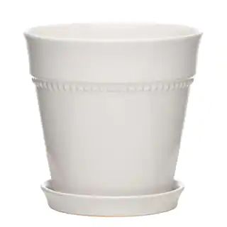 Southern Patio Beaded 8 in. x 8 in. White Ceramic Pot-CRM-081586 - The Home Depot | The Home Depot