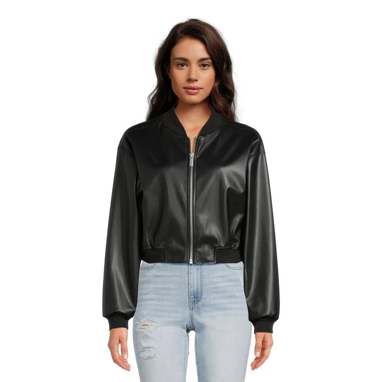 Madden NYC Women's Faux Leather Bomber Jacket, Sizes XS-XXXL | Walmart (US)