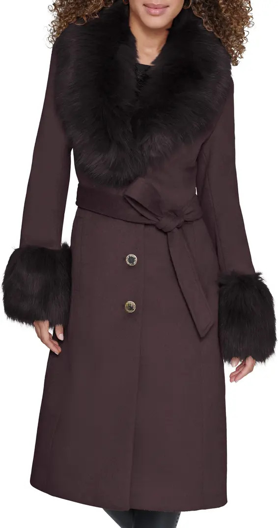 Faux Fur & Wool Blend Coat | Nordstrom