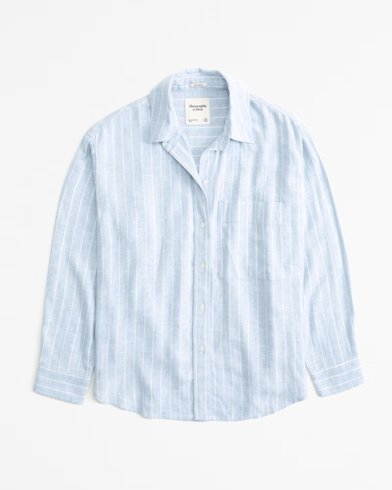 Oversized Linen-Blend Shirt | Abercrombie & Fitch (US)
