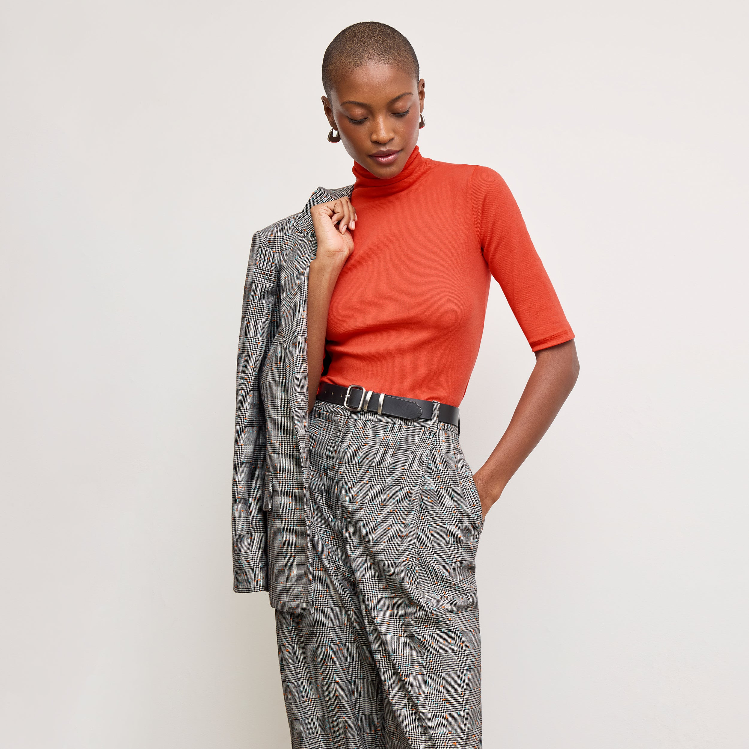 Jax Turtleneck Tee - Organic Ribbed Pima Cotton :: Marmalade | MM LaFleur