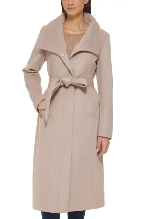 Women's Slick Belted Long Wool Blend Coat | Nordstrom