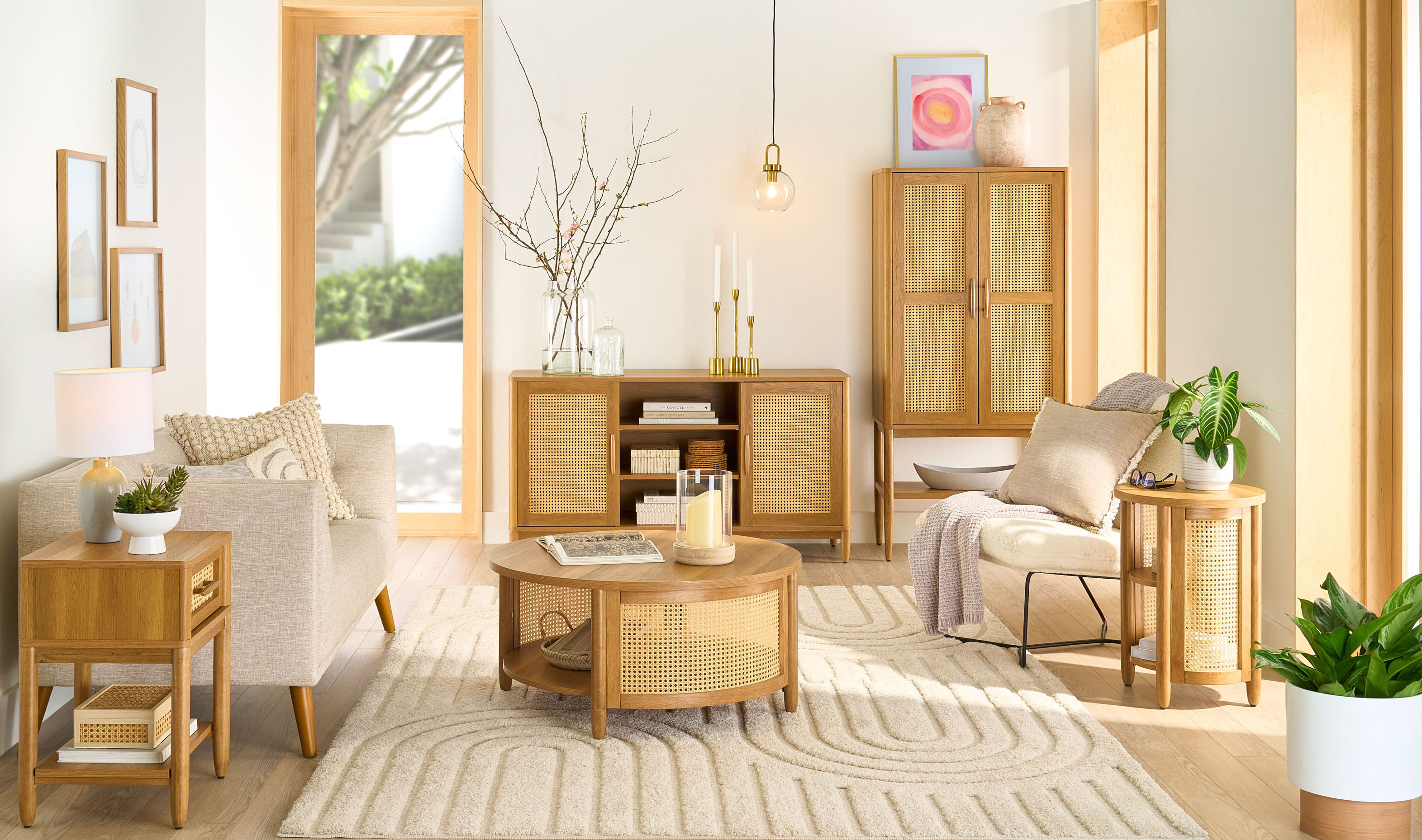 Better Homes & Gardens Springwood Caning Nightstand, Light Honey Finish | Walmart (US)