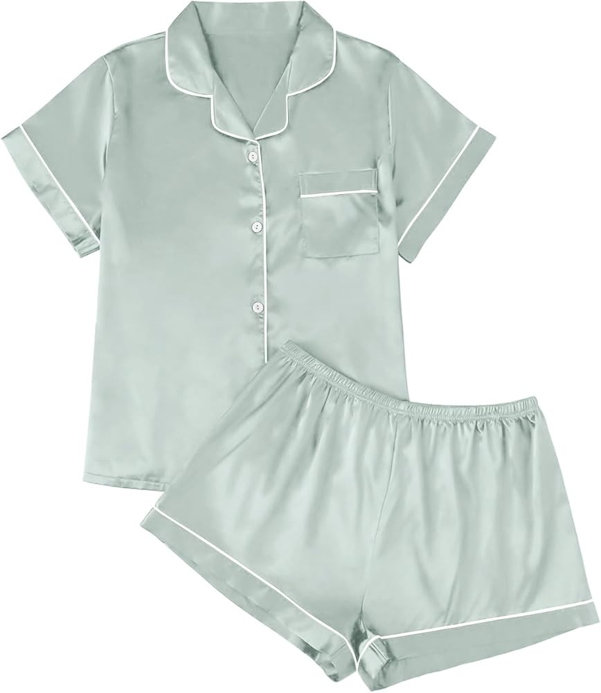 LILLUSORY Silk Satin Pajama Set for Women 2 Piece Lounge Pjs Winter Matching Summer Sleepwear But... | Amazon (US)