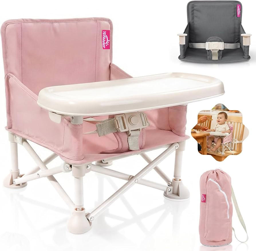Portable Baby Chair, Baby Beach Chair with 2-Pack Interchangeable Seat Covers, Portable Booster S... | Amazon (US)