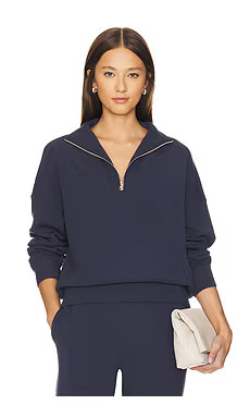 Varley Hawley Half Zip Sweatshirt in Navy from Revolve.com | Revolve Clothing (Global)