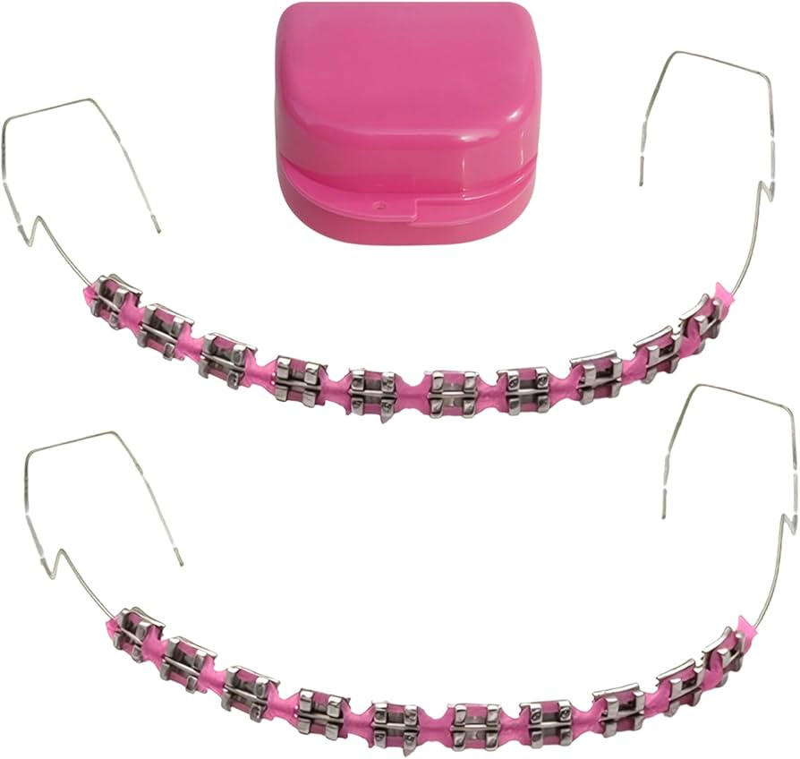 Fake Braces 2-Pcs Set Temporary Tooth Decoration with Metal Wires, Metal Brackets and Orthodontic... | Amazon (US)