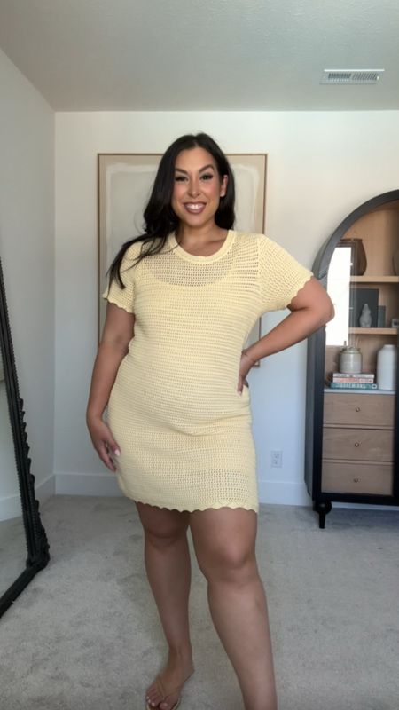 Midsize curvy spring outfit from Gap! Loving butter yellow and crocheted knit dresses. Perfect for a casual spring outfit or a vacation outfit!

#LTKtravel #LTKSeasonal #LTKmidsize