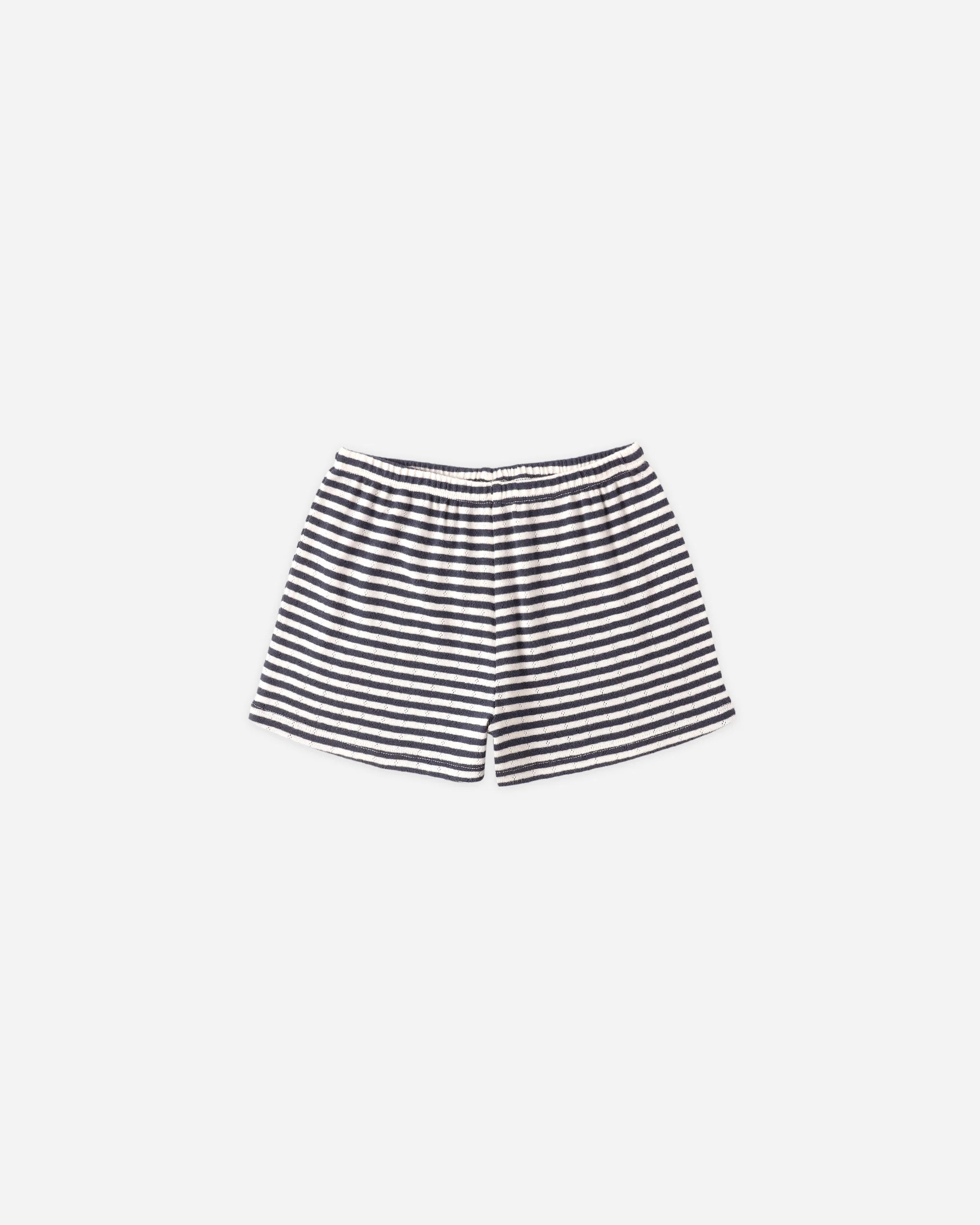 Pointelle Shorts Navy Stripe | Rylee + Cru