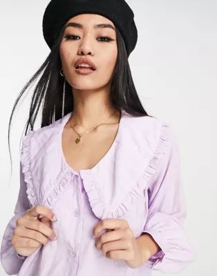 Lola May statement collar oversized shirt in lilac | ASOS (Global)