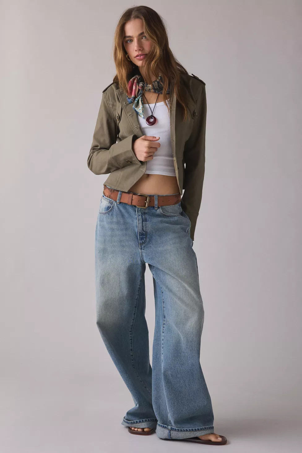 Motel Diranda Cropped Khaki Military Jacket | Urban Outfitters (US and RoW)