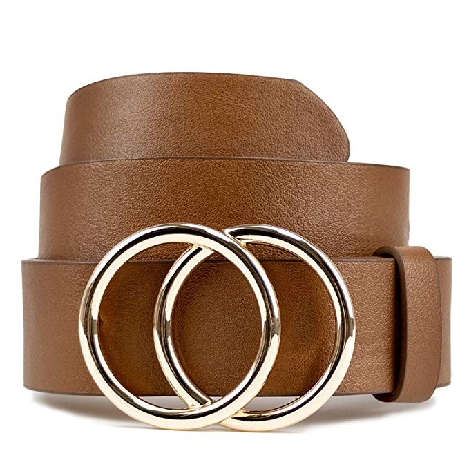 Women Leather Belt for Jeans Dress Waist Belt with Double Ring Buckle by LOKLIK | Amazon (US)
