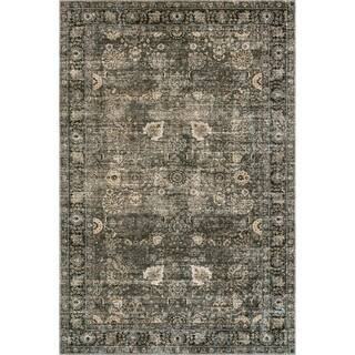 Lauren Liess Bayberry Vintage Machine Washable Dark Gray 9 ft. x 12 ft. Transitional Area Rug | The Home Depot
