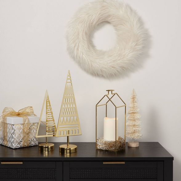 15in Faux Fur Christmas Wreath White - Wondershop&#8482; | Target