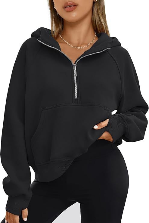 AUTOMET Half Zip Sweatshirts Cropped Hoodies Fleece Jackets Womens Quarter Zip Up Pullover Fall O... | Amazon (US)