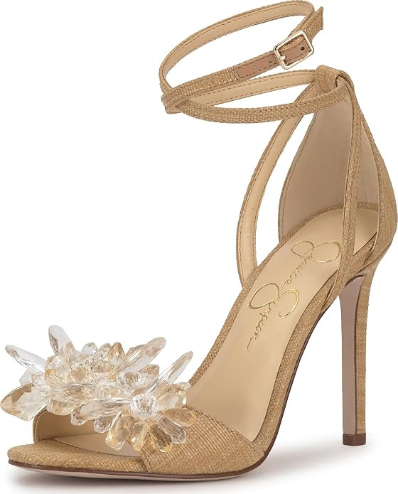 Jessica Simpson Janivah Floral Embellished High Heel Sandals | Amazon (US)