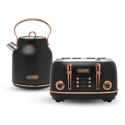 HADEN Heritage Black & Copper Bundle with 4-Slice Toaster and Electric Kettle | Wayfair North America