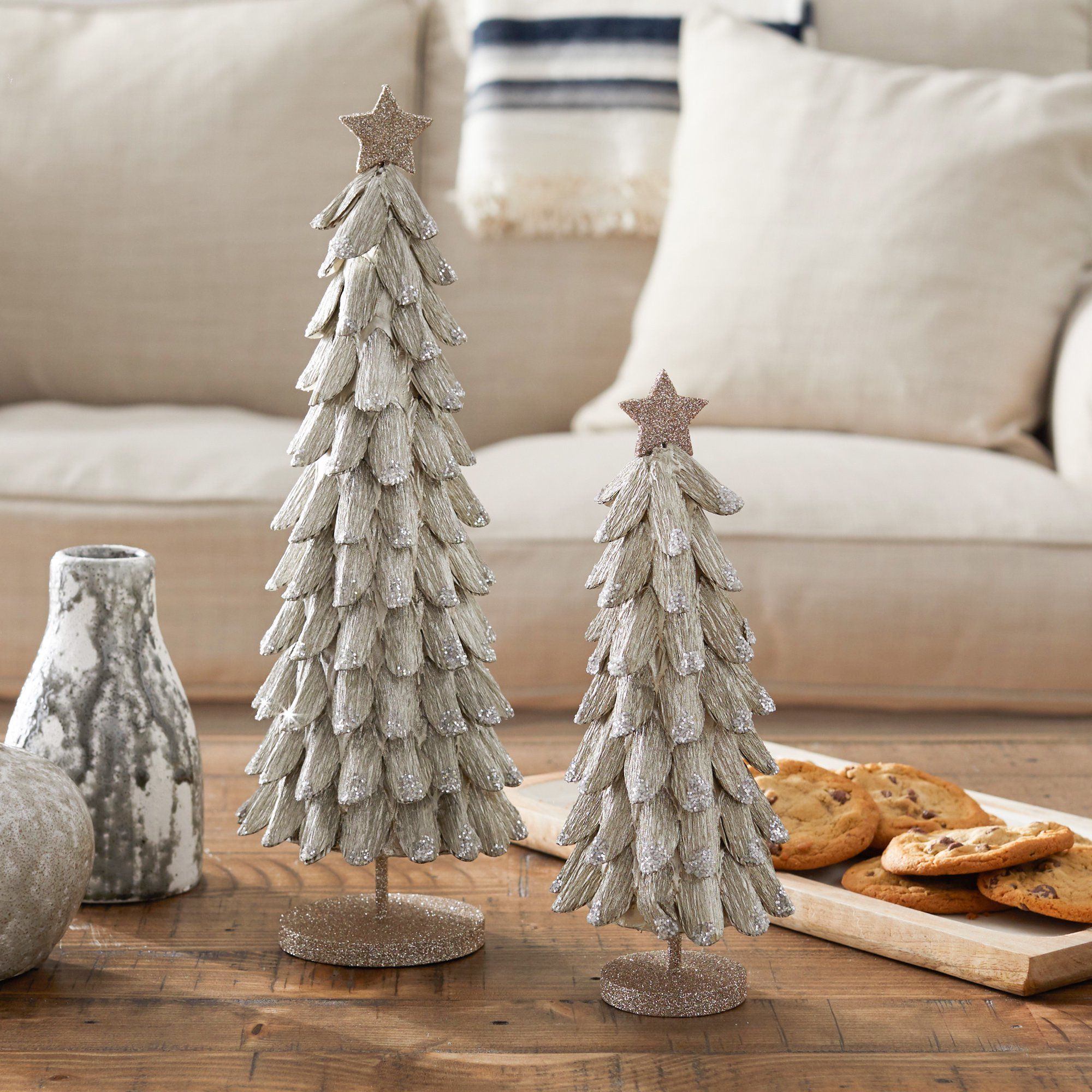 Belham Living Unlit Tabletop Gold Shingle Christmas Tree- Set of 2 | Walmart (US)