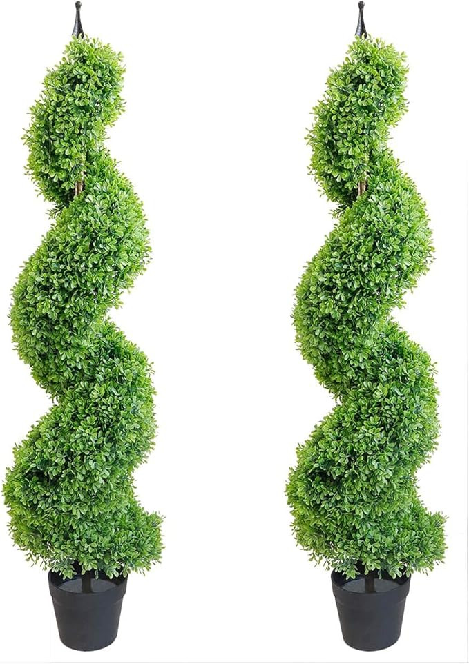 momoplant Artificial Topiaries Outdoor Boxwood Spiral Topiary Tree 3.6ft (2 Pieces) Faux Topiary ... | Amazon (US)