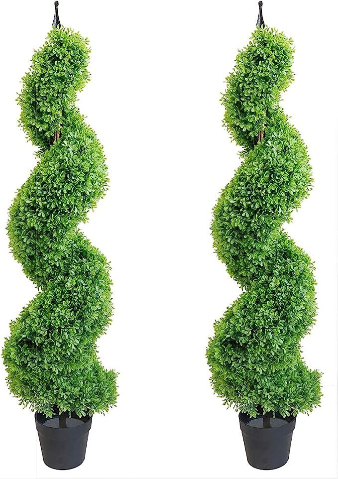 momoplant Artificial Topiaries Outdoor Boxwood Spiral Topiary Tree 3.6ft (2 Pieces) Faux Topiary ... | Amazon (US)